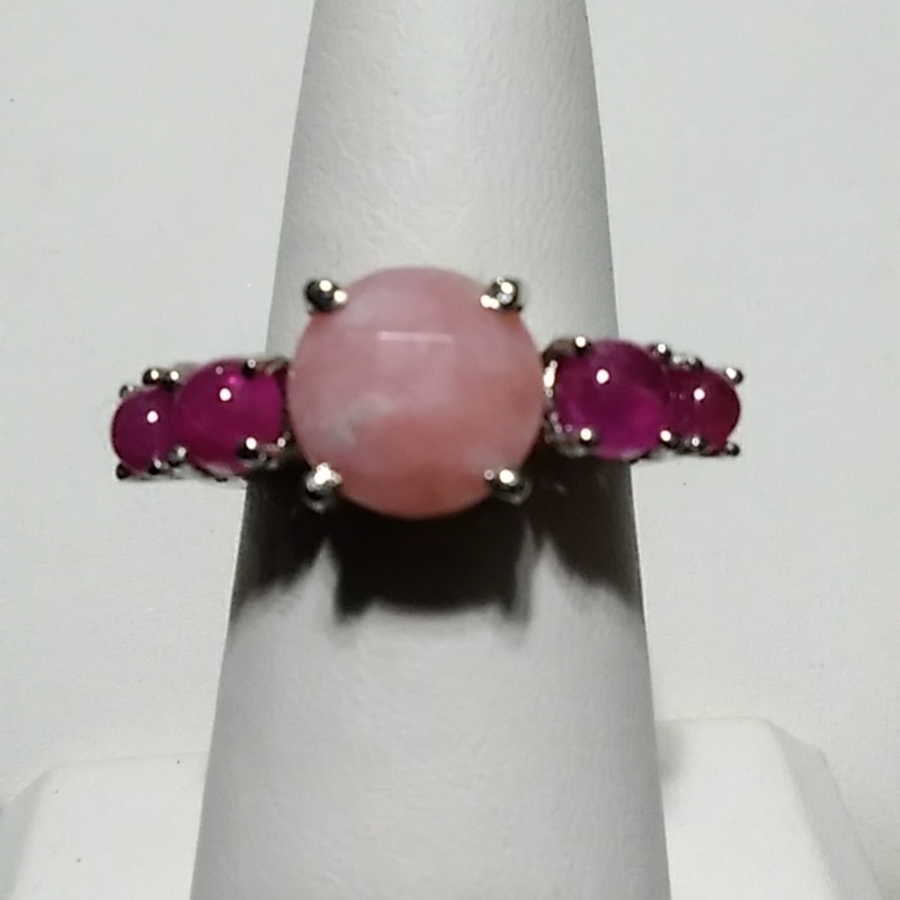 Pink Opal And Ruby Ring - image 1